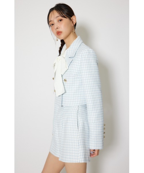 rienda(リエンダ)の「ツイードショートジャケット 春服(テーラードジャケット・レディース・ライトブルー/ブラック/ホワイト・SMALL/MEDIUM)」の11枚目の写真