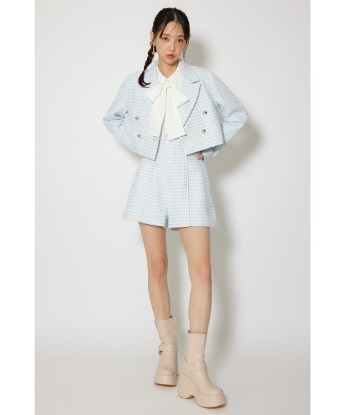 rienda(リエンダ)の「ツイードショートジャケット 春服(テーラードジャケット・レディース・ライトブルー/ブラック/ホワイト・SMALL/MEDIUM)」の13枚目の写真