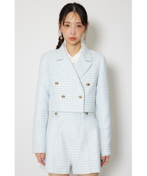 rienda(リエンダ)の「ツイードショートジャケット 春服(テーラードジャケット・レディース・ライトブルー/ブラック/ホワイト・SMALL/MEDIUM)」の16枚目の写真