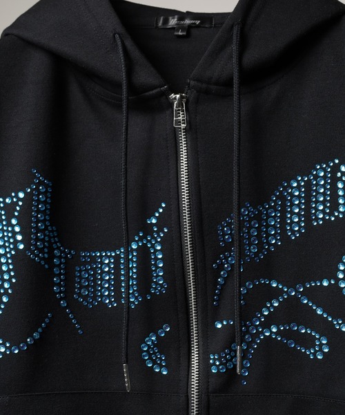 bike star(バイクスター)の「RESHAM ラインストーンZIPパーカー(パーカー・メンズ・ブラック/ホワイト・L/M)」の4枚目の写真