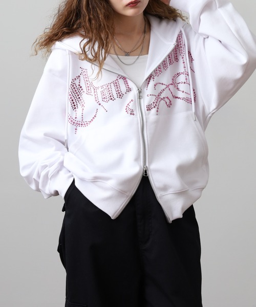 bike star(バイクスター)の「RESHAM ラインストーンZIPパーカー(パーカー・メンズ・ブラック/ホワイト・L/M)」の14枚目の写真