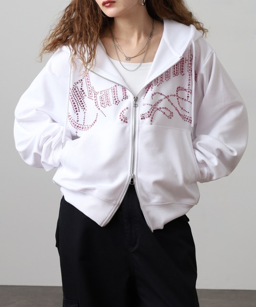 bike star(バイクスター)の「RESHAM ラインストーンZIPパーカー(パーカー・メンズ・ブラック/ホワイト・L/M)」の15枚目の写真