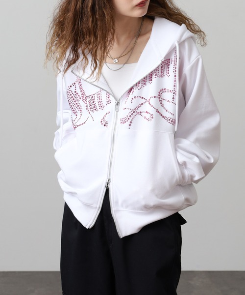 bike star(バイクスター)の「RESHAM ラインストーンZIPパーカー(パーカー・メンズ・ブラック/ホワイト・L/M)」の16枚目の写真