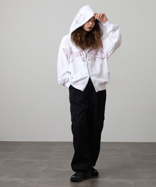 bike star(バイクスター)の「RESHAM ラインストーンZIPパーカー(パーカー・メンズ・ブラック/ホワイト・L/M)」の21枚目の写真