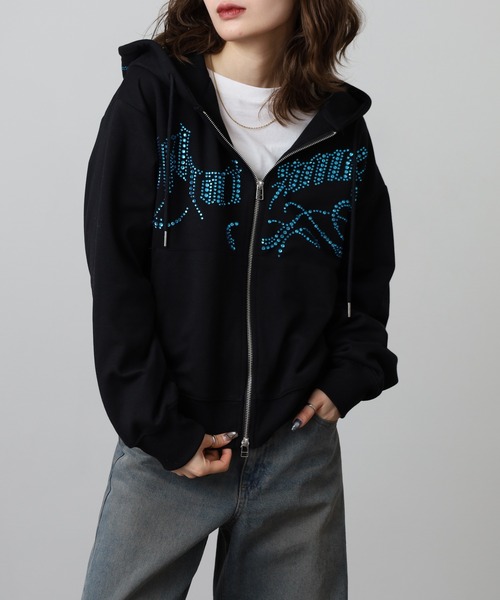 bike star(バイクスター)の「RESHAM ラインストーンZIPパーカー(パーカー・メンズ・ブラック/ホワイト・L/M)」の22枚目の写真