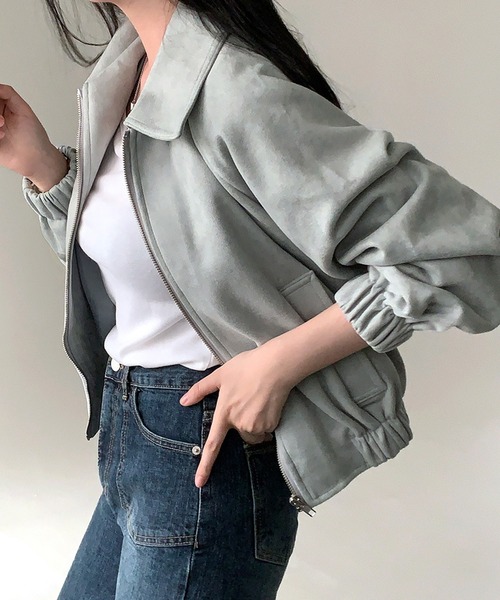 WEGO(ウィゴー)の「WEGO/26春新作ムートン風ブルゾンジャケット(ブルゾン・レディース・キャメル/ブラック/グレー・MEDIUM/LARGE)」の2枚目の写真