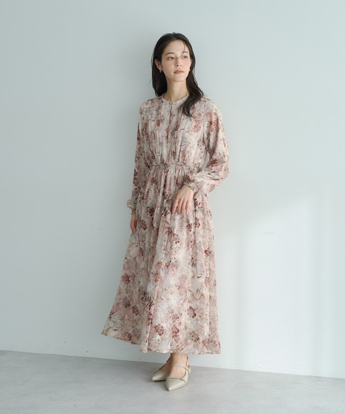 YECCA VECCA（イェッカヴェッカ）の「ぼかしフラワー柄ワンピース（ワンピース・レディース・イエロー/ピンクベージュ・FREE）」の15枚目の写真