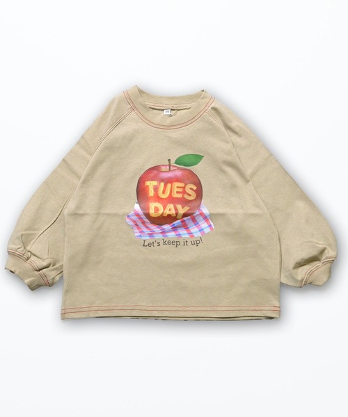 LSP WOW（エルエスピーワオ）の「【LSP WOW!】weekly food ラグランロンTee（Tシャツ/カットソー・キッズ・ブルー/ベージュ/イエロー/ブラウン/ピンク/パープル/グレー・110/100/95/90/80/130/120）」の3枚目の写真