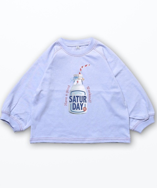 LSP WOW（エルエスピーワオ）の「【LSP WOW!】weekly food ラグランロンTee（Tシャツ/カットソー・キッズ・ブルー/ベージュ/イエロー/ブラウン/ピンク/パープル/グレー・110/100/95/90/80/130/120）」の5枚目の写真