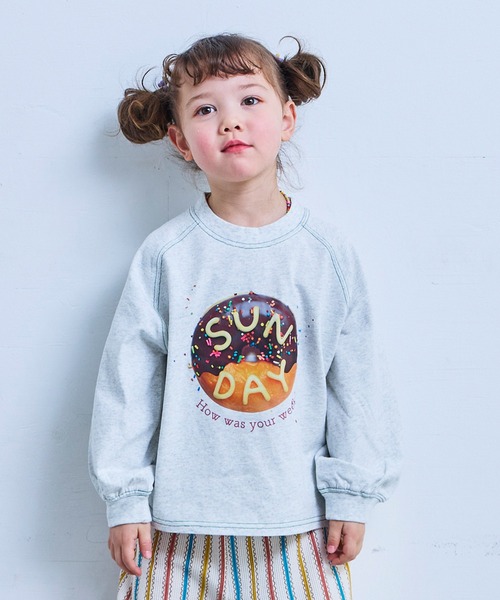 LSP WOW（エルエスピーワオ）の「【LSP WOW!】weekly food ラグランロンTee（Tシャツ/カットソー・キッズ・ブルー/ベージュ/イエロー/ブラウン/ピンク/パープル/グレー・110/100/95/90/80/130/120）」の2枚目の写真