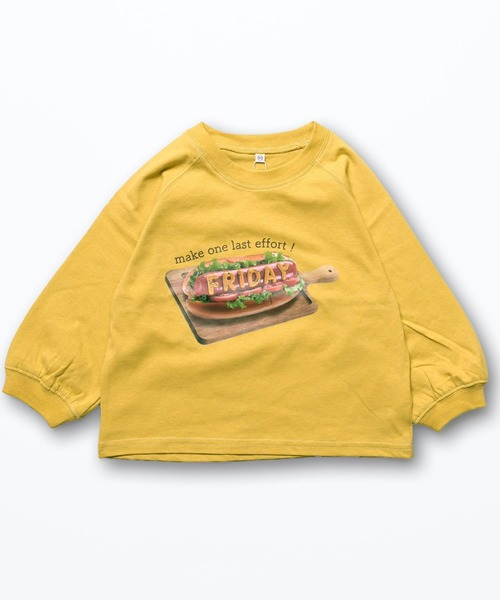 LSP WOW（エルエスピーワオ）の「【LSP WOW!】weekly food ラグランロンTee（Tシャツ/カットソー・キッズ・ブルー/ベージュ/イエロー/ブラウン/ピンク/パープル/グレー・110/100/95/90/80/130/120）」の6枚目の写真