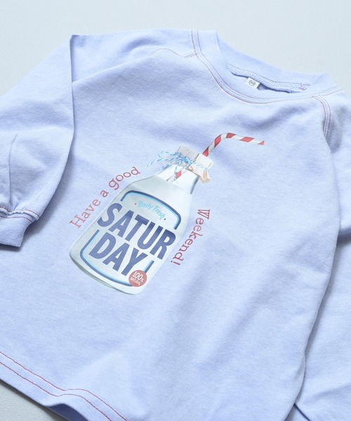 LSP WOW（エルエスピーワオ）の「【LSP WOW!】weekly food ラグランロンTee（Tシャツ/カットソー・キッズ・ブルー/ベージュ/イエロー/ブラウン/ピンク/パープル/グレー・110/100/95/90/80/130/120）」の17枚目の写真