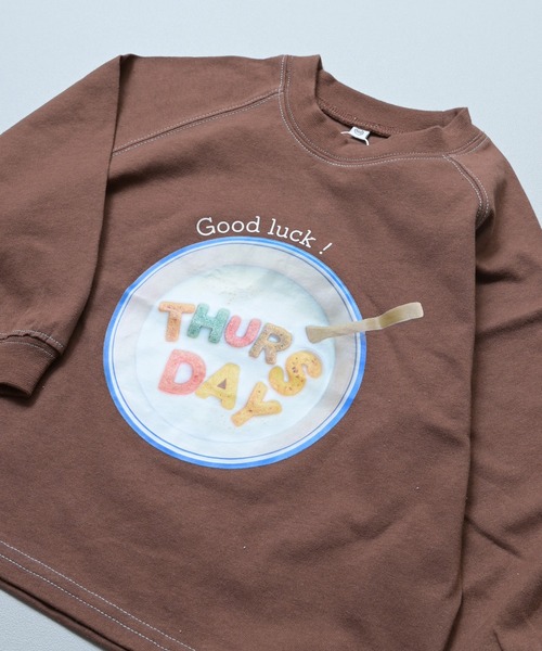 LSP WOW（エルエスピーワオ）の「【LSP WOW!】weekly food ラグランロンTee（Tシャツ/カットソー・キッズ・ブルー/ベージュ/イエロー/ブラウン/ピンク/パープル/グレー・110/100/95/90/80/130/120）」の14枚目の写真