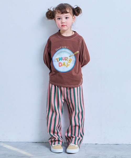 LSP WOW（エルエスピーワオ）の「【LSP WOW!】weekly food ラグランロンTee（Tシャツ/カットソー・キッズ・ブルー/ベージュ/イエロー/ブラウン/ピンク/パープル/グレー・110/100/95/90/80/130/120）」の9枚目の写真