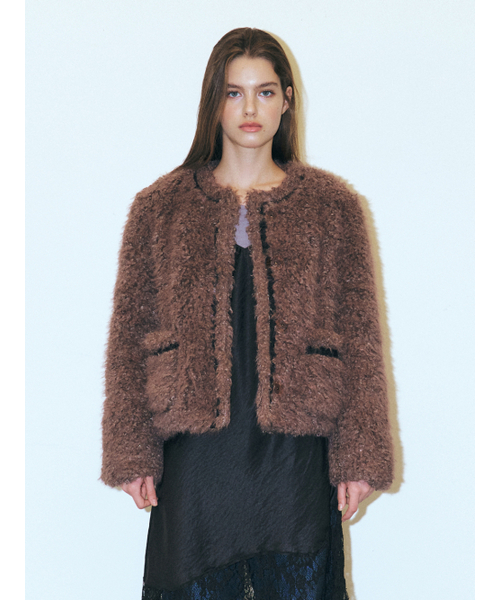 ETMON(エトモン)の「Trimmed Curling Fur Coat, Brown(ムートンコート・レディース・その他・FREE)」の1枚目の写真