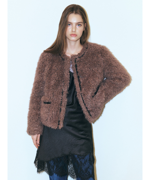 ETMON(エトモン)の「Trimmed Curling Fur Coat, Brown(ムートンコート・レディース・その他・FREE)」の4枚目の写真