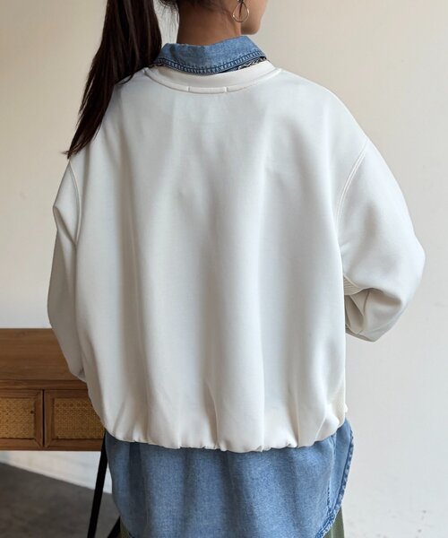 Chez toi(シェトワ)の「軽量ボンディング裾ボリュームプルオーバー(Tシャツ/カットソー・レディース・サックスブルー/アイボリー/グレー・FREE)」の13枚目の写真