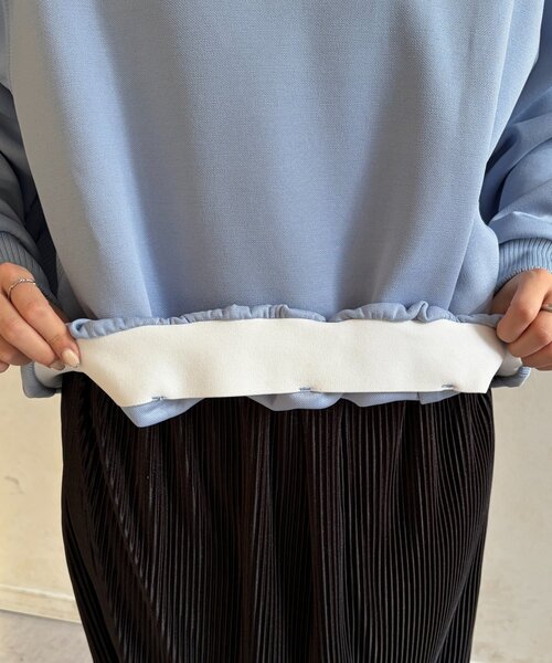 Chez toi(シェトワ)の「軽量ボンディング裾ボリュームプルオーバー(Tシャツ/カットソー・レディース・サックスブルー/アイボリー/グレー・FREE)」の6枚目の写真