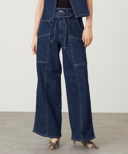 SOMETHING（サムシング）の「SOMETHING LISA BELTED WIDE/ワイドデニムパンツ（その他パンツ・レディース・ピンク/ダークインディゴブルー・X-SMALL/SMALL/MEDIUM/LARGE）」の2枚目の写真