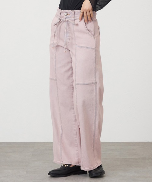 SOMETHING（サムシング）の「SOMETHING LISA BELTED WIDE/ワイドデニムパンツ（その他パンツ・レディース・ピンク/ダークインディゴブルー・X-SMALL/SMALL/MEDIUM/LARGE）」の19枚目の写真