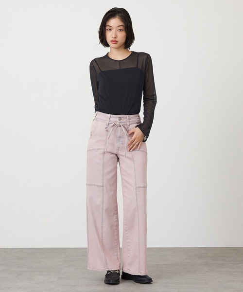 SOMETHING（サムシング）の「SOMETHING LISA BELTED WIDE/ワイドデニムパンツ（その他パンツ・レディース・ピンク/ダークインディゴブルー・X-SMALL/SMALL/MEDIUM/LARGE）」の4枚目の写真