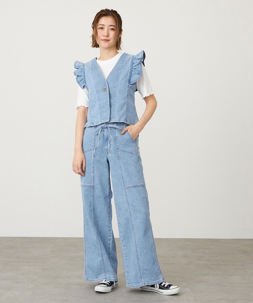 SOMETHING（サムシング）の「SOMETHING LISA BELTED WIDE/ワイドデニムパンツ（その他パンツ・レディース・ピンク/ダークインディゴブルー・X-SMALL/SMALL/MEDIUM/LARGE）」の9枚目の写真