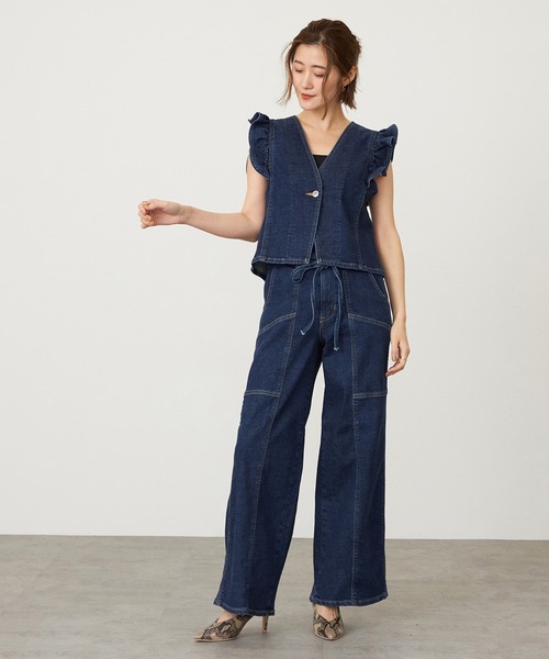 SOMETHING（サムシング）の「SOMETHING LISA BELTED WIDE/ワイドデニムパンツ（その他パンツ・レディース・ピンク/ダークインディゴブルー・X-SMALL/SMALL/MEDIUM/LARGE）」の17枚目の写真