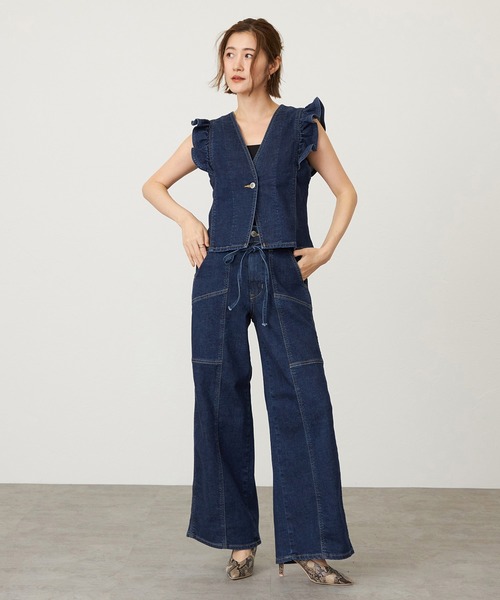 SOMETHING（サムシング）の「SOMETHING LISA BELTED WIDE/ワイドデニムパンツ（その他パンツ・レディース・ピンク/ダークインディゴブルー・X-SMALL/SMALL/MEDIUM/LARGE）」の18枚目の写真