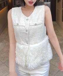 Mejoul（メジュール）の「【2026春夏新作】シャギードッキングツイードノーカラーベスト（ベスト）」