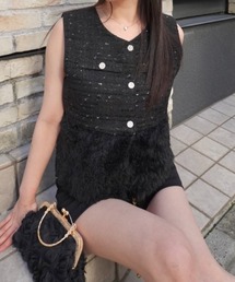 Mejoul（メジュール）の「【2026春夏新作】シャギードッキングツイードノーカラーベスト（ベスト）」