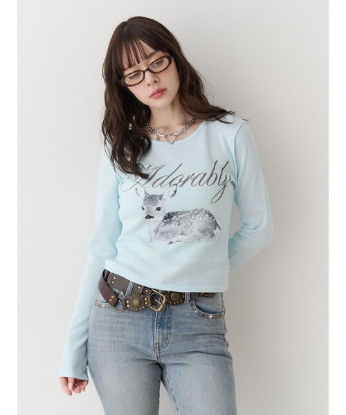 jouetie（ジュエティ）の「バンビフィットロンT（Tシャツ/カットソー・レディース・ブルー/ブラック/アイボリー・MEDIUM）」の18枚目の写真