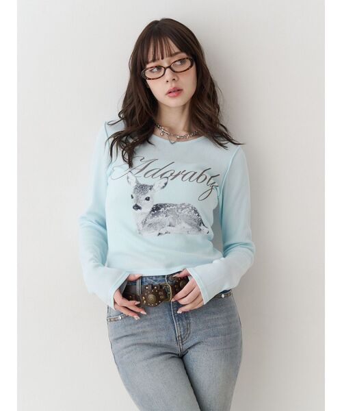 jouetie（ジュエティ）の「バンビフィットロンT（Tシャツ/カットソー・レディース・ブルー/ブラック/アイボリー・MEDIUM）」の17枚目の写真