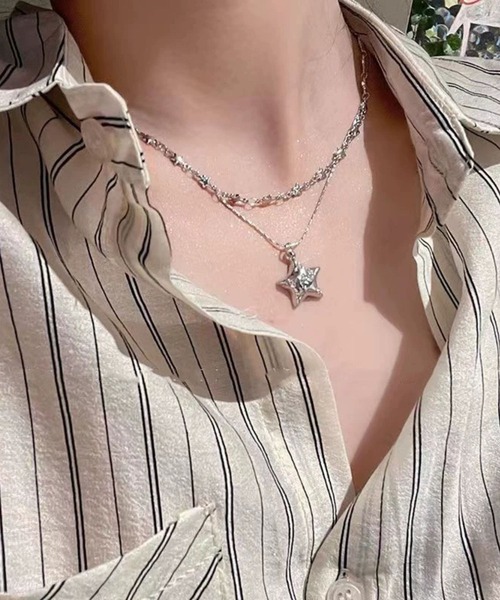 UP START(アップスタート)の「【456814】スター2連ネックレス(RO)(ネックレス・メンズ・シルバー・FREE)」の2枚目の写真