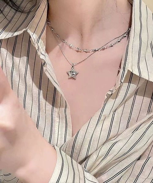 UP START(アップスタート)の「【456814】スター2連ネックレス(RO)(ネックレス・メンズ・シルバー・FREE)」の3枚目の写真