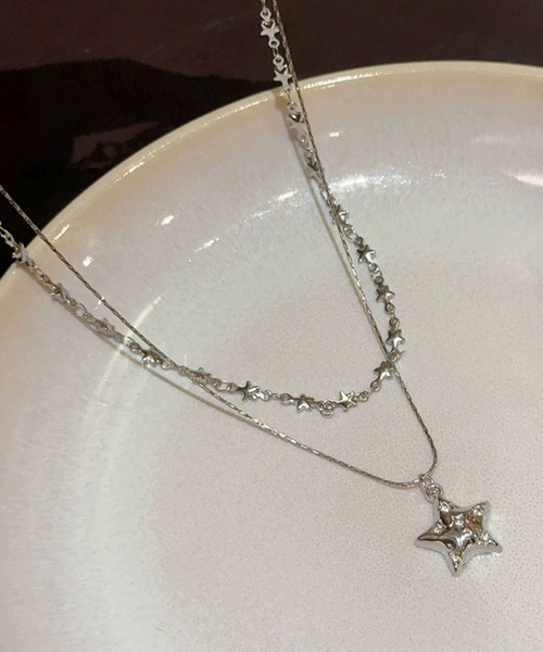 UP START(アップスタート)の「【456814】スター2連ネックレス(RO)(ネックレス・メンズ・シルバー・FREE)」の4枚目の写真