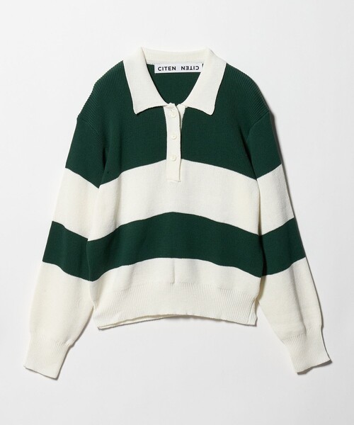 CITEN（シテン）の「＜CITEN＞ワイドボーダーポロニット（ニット/セーター・レディース・ブラウン系/ダークグリーン・FREE）」の18枚目の写真