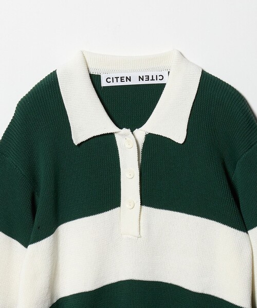 CITEN（シテン）の「＜CITEN＞ワイドボーダーポロニット（ニット/セーター・レディース・ブラウン系/ダークグリーン・FREE）」の20枚目の写真