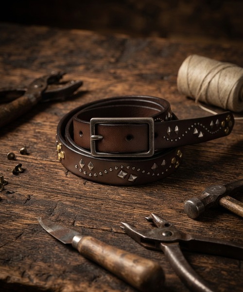 JACKROSE(ジャックローズ)の「TACHIYA 25mm スタッズベルト(ベルト・メンズ・ブラック/ダークブラウン・FREE)」の2枚目の写真