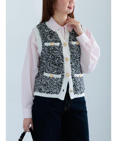 Te chichi(テチチ)の「ツイードニットベスト(ベスト・レディース・グレー/ブラック・F)」の5枚目の写真