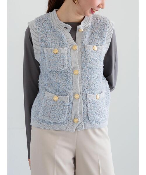 Te chichi(テチチ)の「ツイードニットベスト(ベスト・レディース・グレー/ブラック・F)」の8枚目の写真