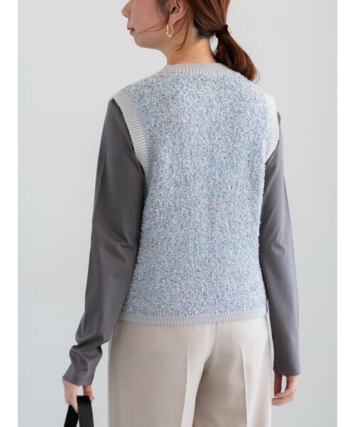 Te chichi(テチチ)の「ツイードニットベスト(ベスト・レディース・グレー/ブラック・F)」の9枚目の写真