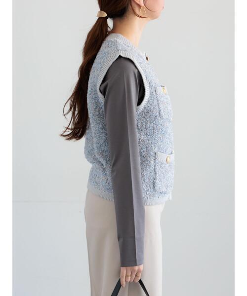 Te chichi(テチチ)の「ツイードニットベスト(ベスト・レディース・グレー/ブラック・F)」の10枚目の写真