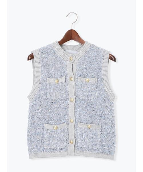 Te chichi(テチチ)の「ツイードニットベスト(ベスト・レディース・グレー/ブラック・F)」の14枚目の写真