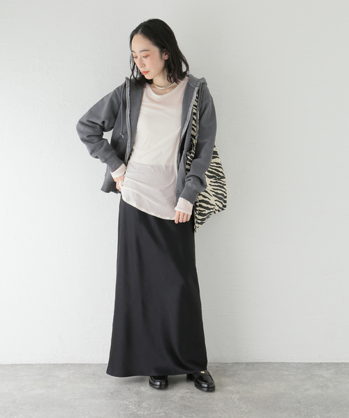 journal standard L'essage（ジャーナルスタンダードレサージュ）の「80/-シアーフライス ロングスリーブTシャツ（Tシャツ/カットソー・レディース・ブラック系その他/ブラック/ホワイト・FREE）」の6枚目の写真