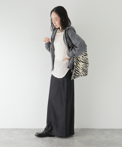 journal standard L'essage（ジャーナルスタンダードレサージュ）の「80/-シアーフライス ロングスリーブTシャツ（Tシャツ/カットソー・レディース・ブラック系その他/ブラック/ホワイト・FREE）」の7枚目の写真