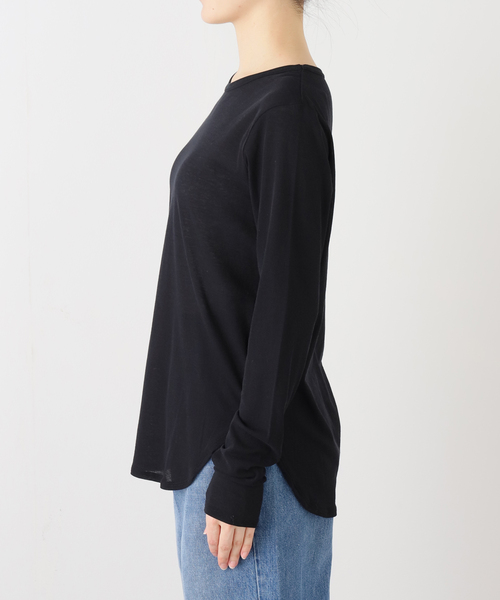 journal standard L'essage（ジャーナルスタンダードレサージュ）の「80/-シアーフライス ロングスリーブTシャツ（Tシャツ/カットソー・レディース・ブラック系その他/ブラック/ホワイト・FREE）」の9枚目の写真