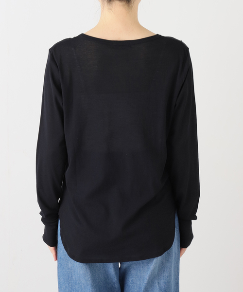 journal standard L'essage（ジャーナルスタンダードレサージュ）の「80/-シアーフライス ロングスリーブTシャツ（Tシャツ/カットソー・レディース・ブラック系その他/ブラック/ホワイト・FREE）」の10枚目の写真