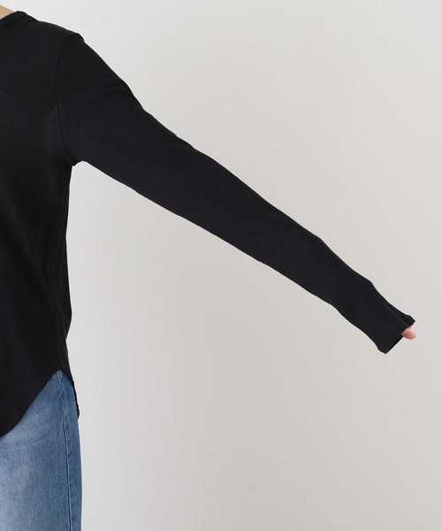 journal standard L'essage（ジャーナルスタンダードレサージュ）の「80/-シアーフライス ロングスリーブTシャツ（Tシャツ/カットソー・レディース・ブラック系その他/ブラック/ホワイト・FREE）」の11枚目の写真