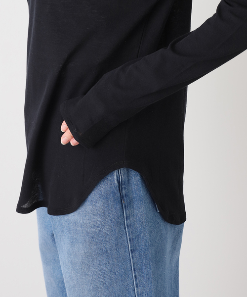journal standard L'essage（ジャーナルスタンダードレサージュ）の「80/-シアーフライス ロングスリーブTシャツ（Tシャツ/カットソー・レディース・ブラック系その他/ブラック/ホワイト・FREE）」の12枚目の写真