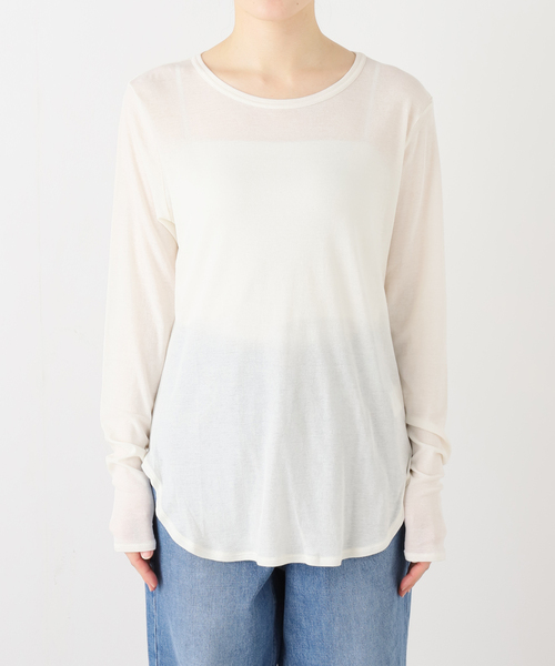 journal standard L'essage（ジャーナルスタンダードレサージュ）の「80/-シアーフライス ロングスリーブTシャツ（Tシャツ/カットソー・レディース・ブラック系その他/ブラック/ホワイト・FREE）」の17枚目の写真